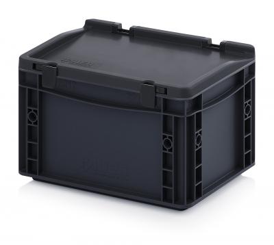 ESD Antistatic Euro Container Boxes with hinged lid - 30 x 20 x 18,5 cm (L x W x H) - 666 ESD ED 32/17 HG